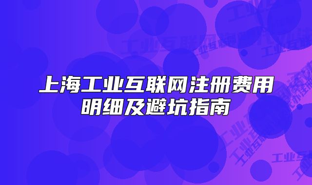 上海工業(yè)互聯(lián)網(wǎng)注冊費用明細及避坑指南