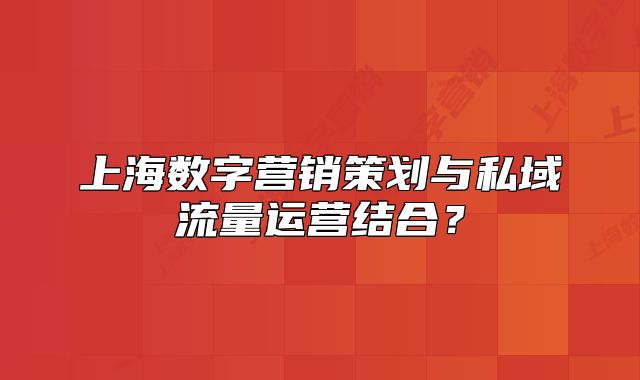 上海數(shù)字營銷策劃與私域流量運(yùn)營結(jié)合？