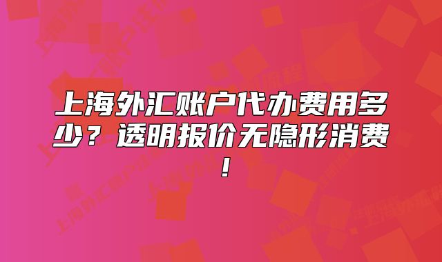 上海外匯賬戶代辦費用多少？透明報價無隱形消費！
