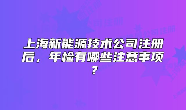 上海新能源技術公司注冊后，年檢有哪些注意事項？