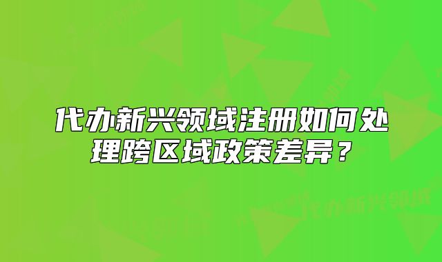 代辦新興領域注冊如何處理跨區(qū)域政策差異？