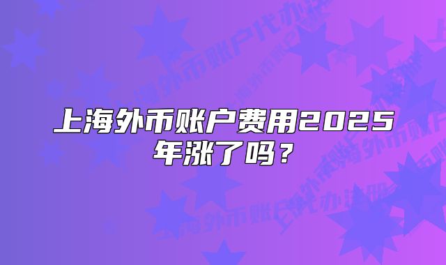 上海外幣賬戶費(fèi)用2025年漲了嗎？