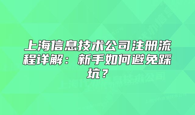 上海信息技術(shù)公司注冊(cè)流程詳解：新手如何避免踩坑？