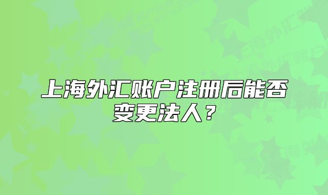 上海外匯賬戶注冊后能否變更法人？