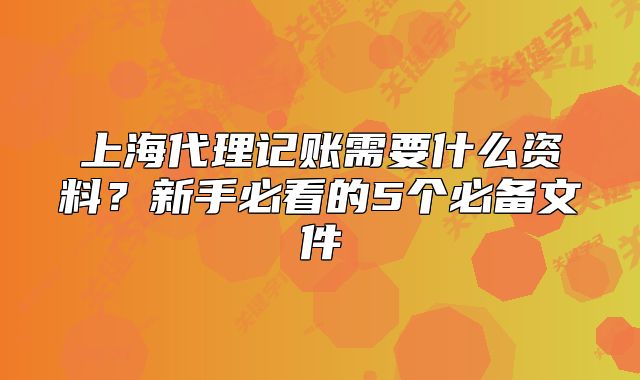 上海代理記賬需要什么資料？新手必看的5個必備文件