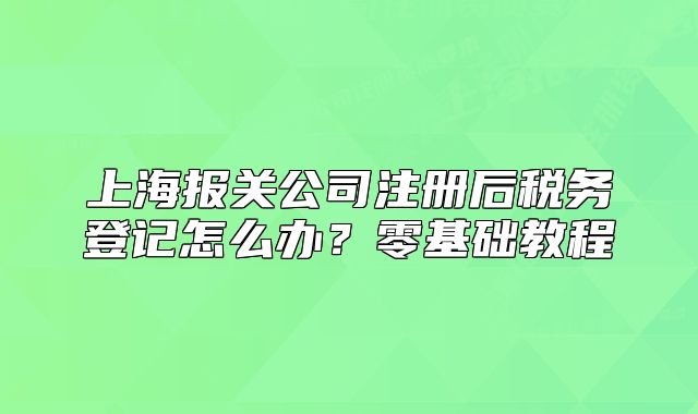 上海報關(guān)公司注冊后稅務(wù)登記怎么辦？零基礎(chǔ)教程