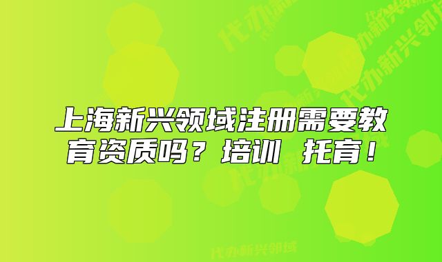 上海新興領(lǐng)域注冊需要教育資質(zhì)嗎？培訓(xùn) 托育！