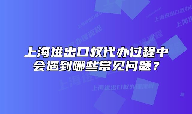 上海進(jìn)出口權(quán)代辦過程中會遇到哪些常見問題？