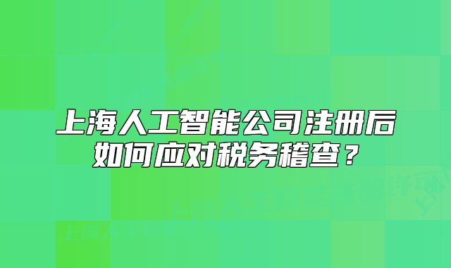 上海人工智能公司注冊后如何應(yīng)對稅務(wù)稽查？