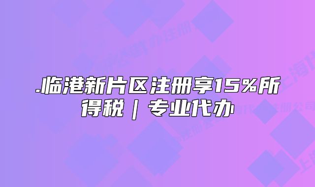 .臨港新片區(qū)注冊享15%所得稅｜專業(yè)代辦