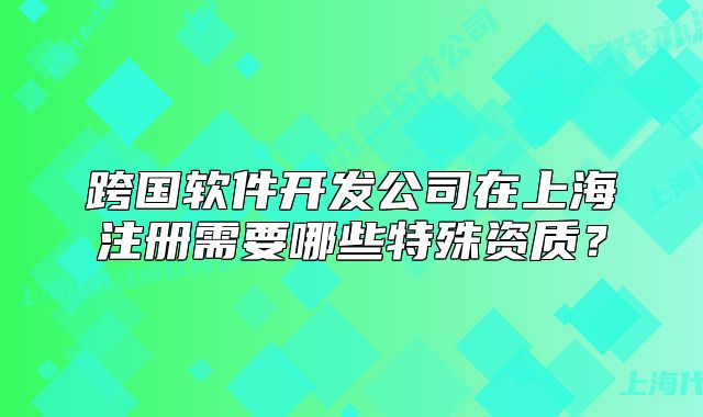 跨國軟件開發(fā)公司在上海注冊需要哪些特殊資質(zhì)？