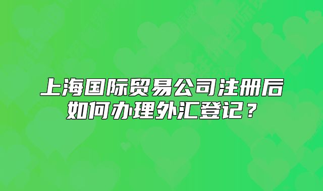 上海國際貿(mào)易公司注冊(cè)后如何辦理外匯登記？