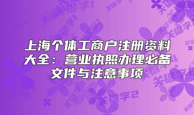 上海個(gè)體工商戶注冊資料大全：營業(yè)執(zhí)照辦理必備文件與注意事項(xiàng)