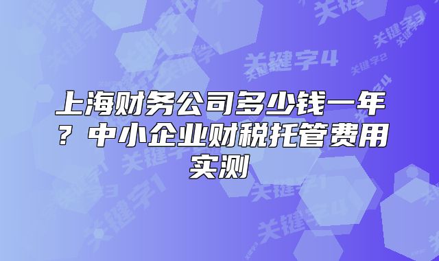 上海財(cái)務(wù)公司多少錢一年？中小企業(yè)財(cái)稅托管費(fèi)用實(shí)測(cè)