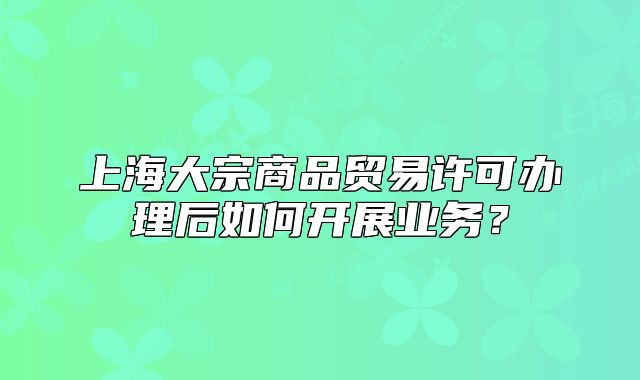 上海大宗商品貿(mào)易許可辦理后如何開展業(yè)務(wù)？
