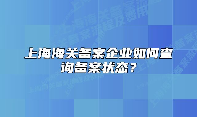 上海海關(guān)備案企業(yè)如何查詢備案狀態(tài)？
