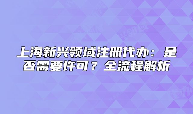 上海新興領(lǐng)域注冊(cè)代辦：是否需要許可？全流程解析