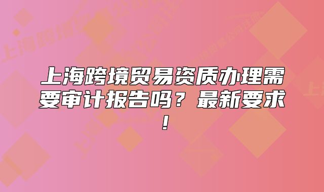上海跨境貿(mào)易資質(zhì)辦理需要審計報告嗎？最新要求！