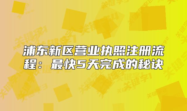 浦東新區(qū)營業(yè)執(zhí)照注冊流程：最快5天完成的秘訣
