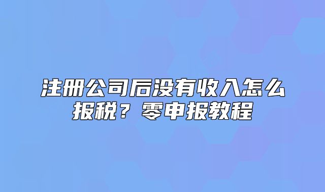 注冊公司后沒有收入怎么報稅？零申報教程
