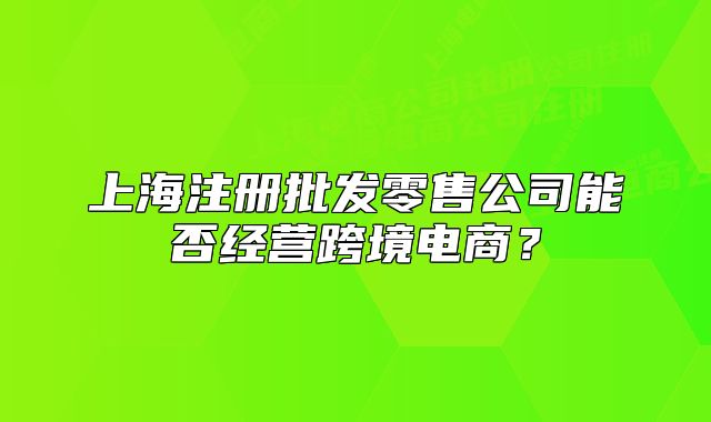 上海注冊批發(fā)零售公司能否經(jīng)營跨境電商？