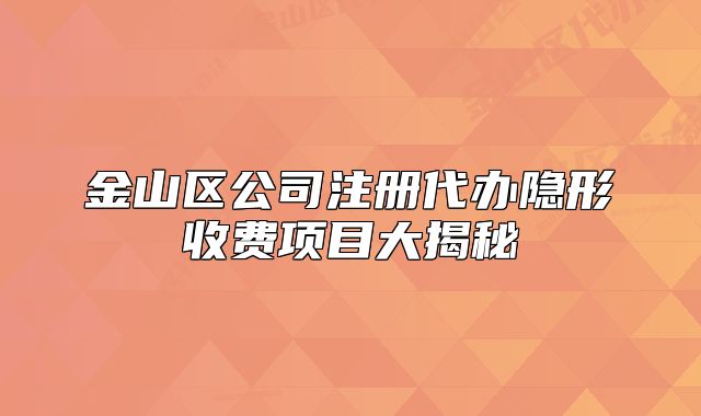 金山區(qū)公司注冊代辦隱形收費項目大揭秘