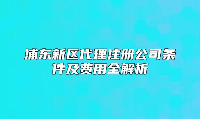 浦東新區(qū)代理注冊公司條件及費用全解析