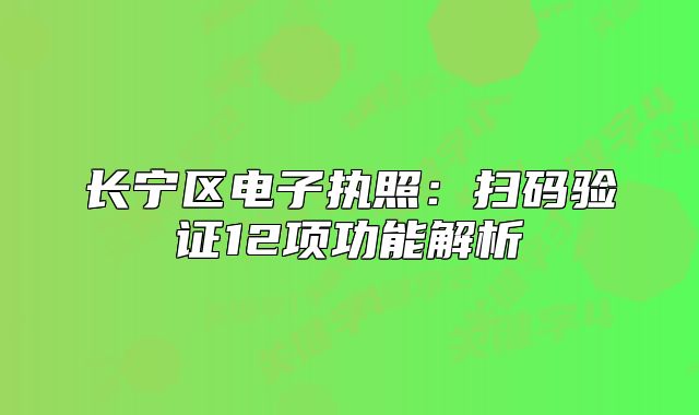 長寧區(qū)電子執(zhí)照：掃碼驗證12項功能解析