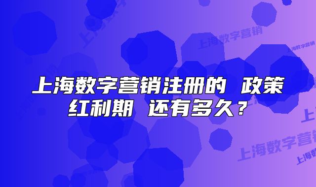 上海數(shù)字營銷注冊的 政策紅利期 還有多久？