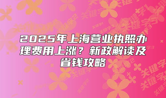 2025年上海營業(yè)執(zhí)照辦理費用上漲？新政解讀及省錢攻略
