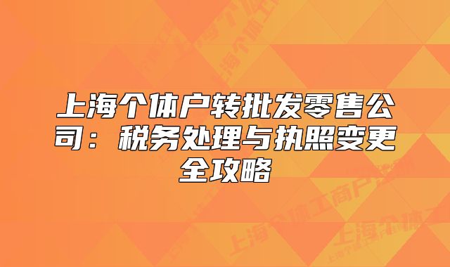 上海個體戶轉(zhuǎn)批發(fā)零售公司：稅務(wù)處理與執(zhí)照變更全攻略