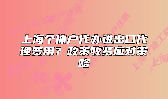 上海個(gè)體戶(hù)代辦進(jìn)出口代理費(fèi)用？政策收緊應(yīng)對(duì)策略