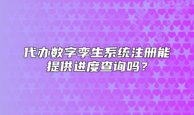 代辦數(shù)字孿生系統(tǒng)注冊能提供進度查詢嗎？