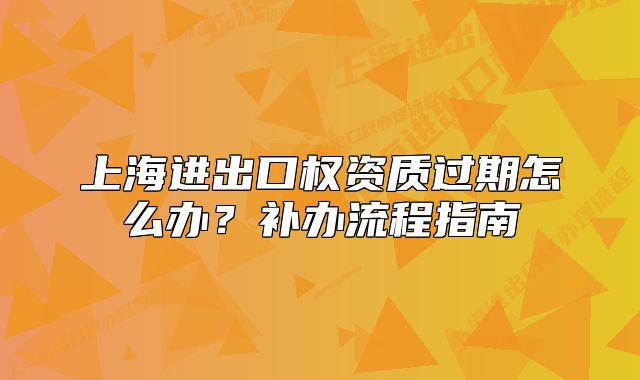 上海進出口權資質過期怎么辦？補辦流程指南