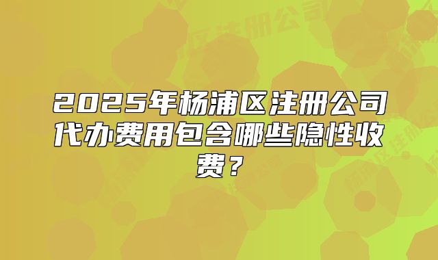 2025年楊浦區(qū)注冊(cè)公司代辦費(fèi)用包含哪些隱性收費(fèi)？