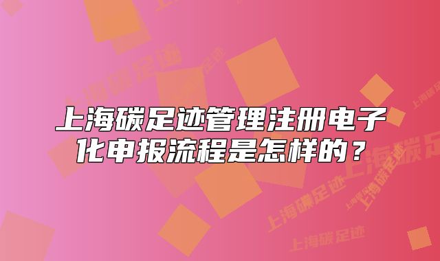 上海碳足跡管理注冊電子化申報流程是怎樣的？
