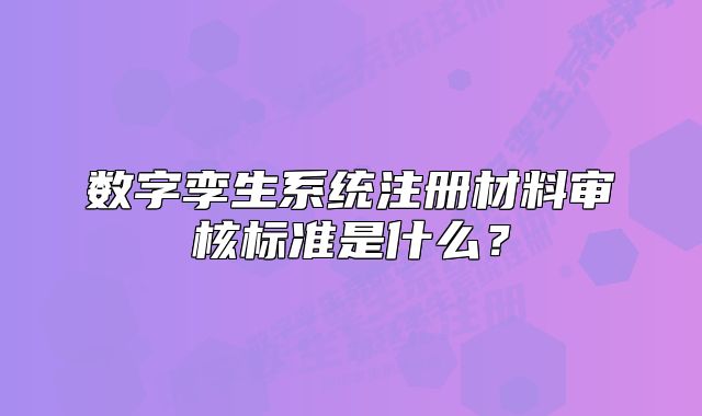 數(shù)字孿生系統(tǒng)注冊材料審核標(biāo)準(zhǔn)是什么？