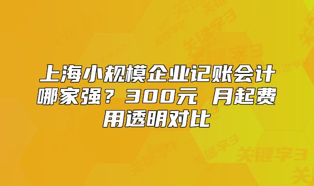 上海小規(guī)模企業(yè)記賬會計哪家強(qiáng)？300元 月起費用透明對比