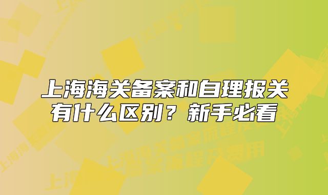 上海海關(guān)備案和自理報關(guān)有什么區(qū)別？新手必看