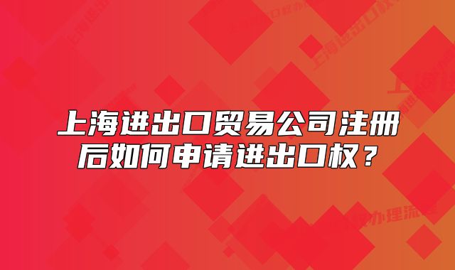 上海進(jìn)出口貿(mào)易公司注冊后如何申請進(jìn)出口權(quán)？