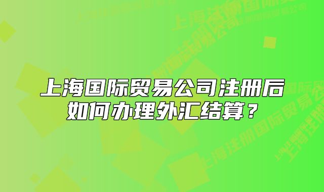 上海國際貿易公司注冊后如何辦理外匯結算？