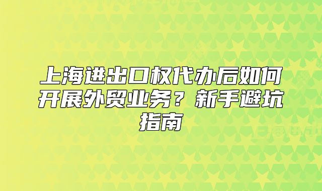 上海進(jìn)出口權(quán)代辦后如何開(kāi)展外貿(mào)業(yè)務(wù)？新手避坑指南