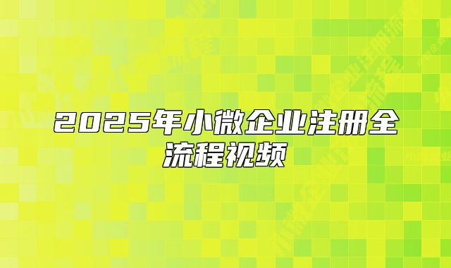 2025年小微企業(yè)注冊全流程視頻