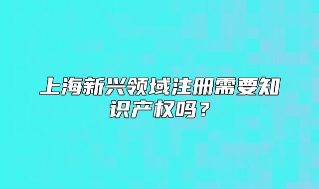上海新興領(lǐng)域注冊(cè)需要知識(shí)產(chǎn)權(quán)嗎？
