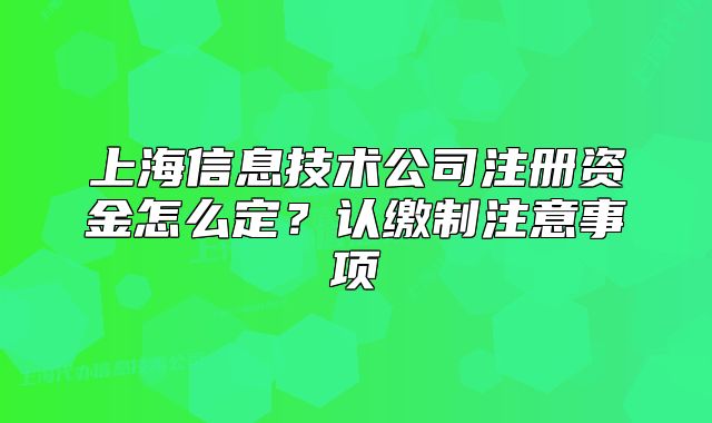 上海信息技術(shù)公司注冊資金怎么定？認(rèn)繳制注意事項(xiàng)