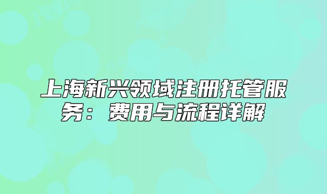 上海新興領(lǐng)域注冊(cè)托管服務(wù)：費(fèi)用與流程詳解
