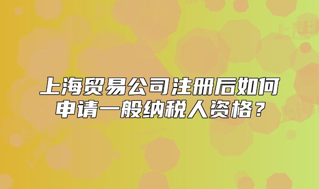 上海貿(mào)易公司注冊后如何申請一般納稅人資格？