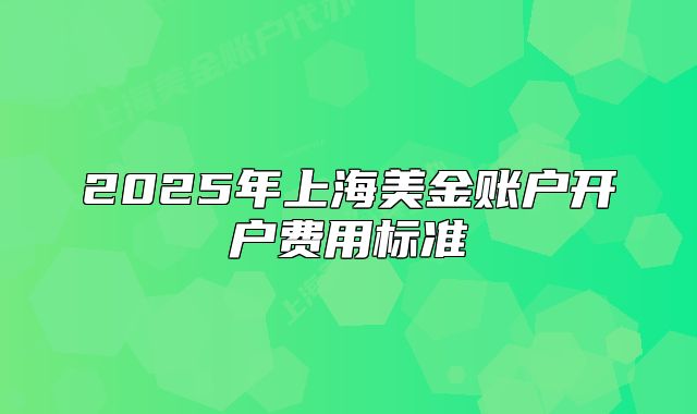 2025年上海美金賬戶開戶費用標準