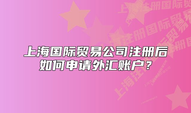 上海國際貿(mào)易公司注冊后如何申請外匯賬戶？