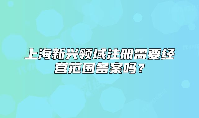 上海新興領(lǐng)域注冊需要經(jīng)營范圍備案嗎？